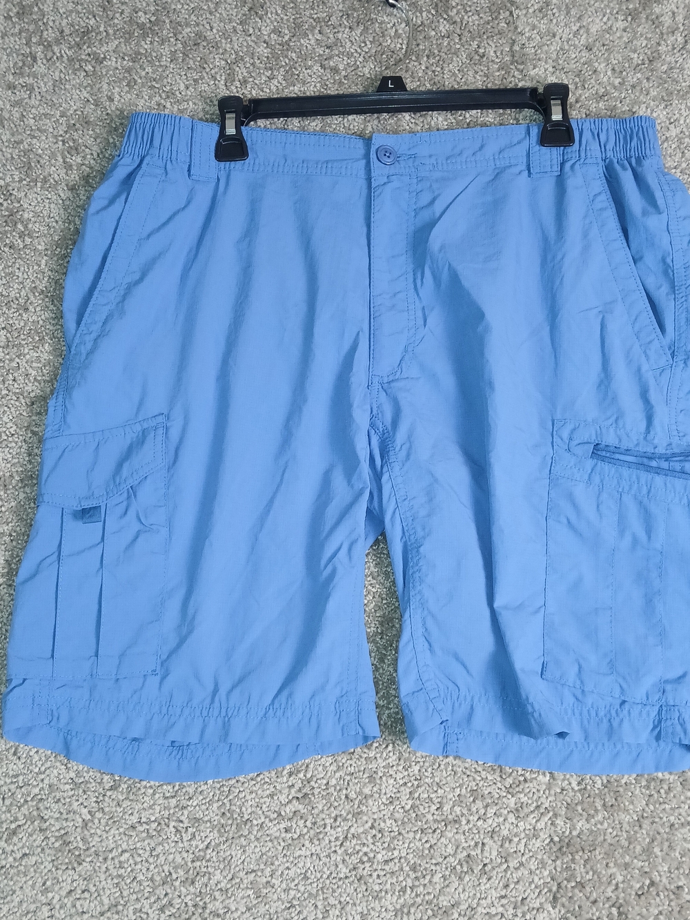 Field & Stream Light Blue Men's Nylon  Cargo Shorts Quick Dry Belted Size‎ 36-38